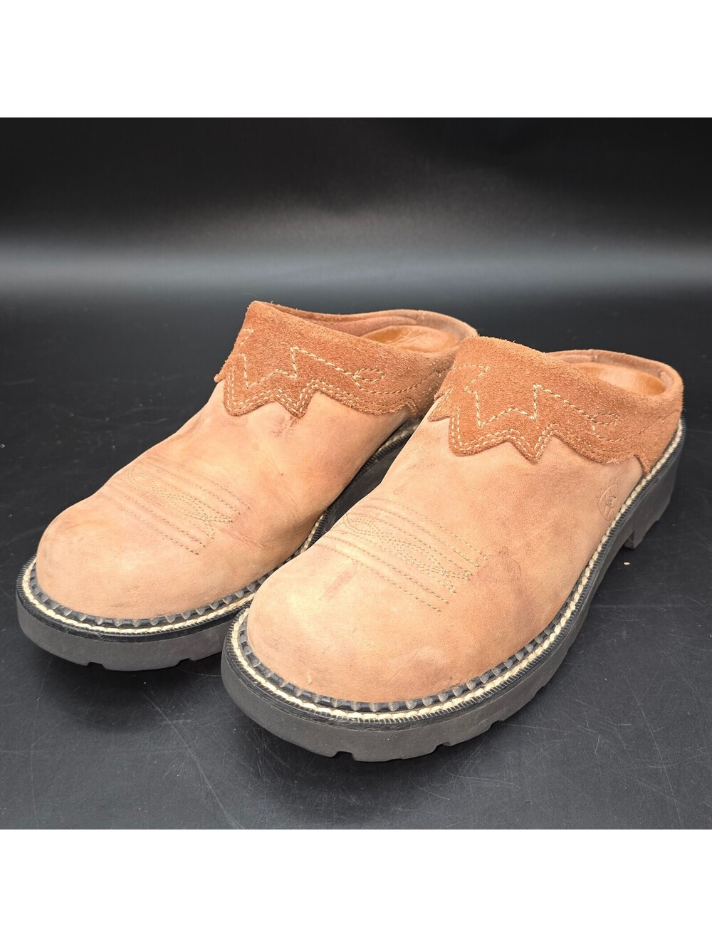 Ariat Fatbaby Western Mules Clogs Suede Leather Brown Women's 7.5 B Style 14758